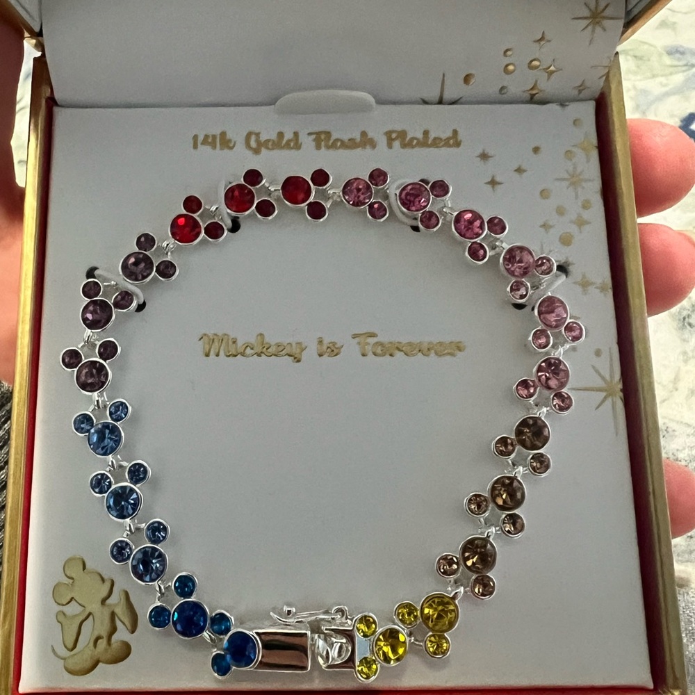 NIB Mickey is forever rainbow 14k plated bracelet - Picture 2 of 5